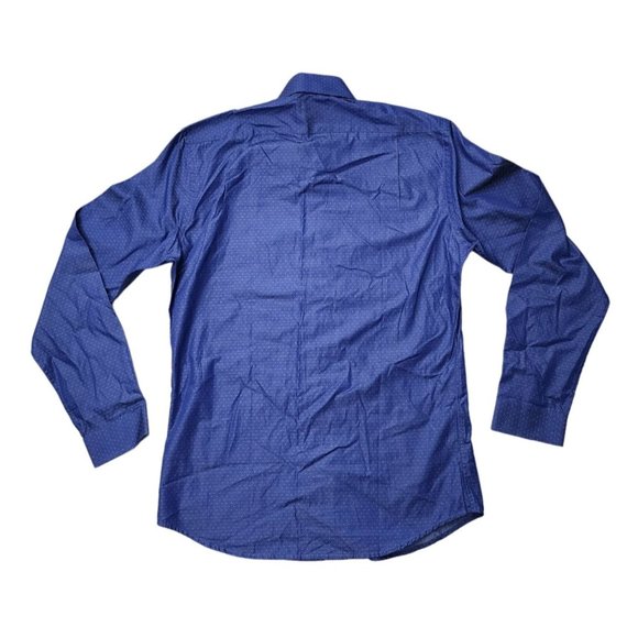 Duchamp London NWT Blue Purple Dot Longsleeve Tailored Fit Shirt 39 15 1/2 - Picture 2 of 4